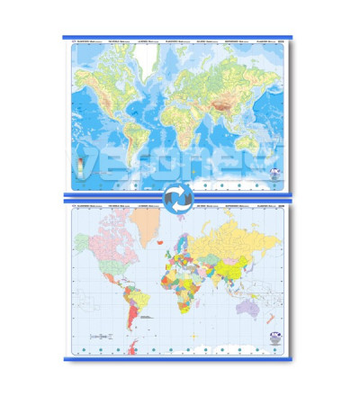Mapa Mudo Planisferio P/fibrón Doble Faz  95x130 Cm.