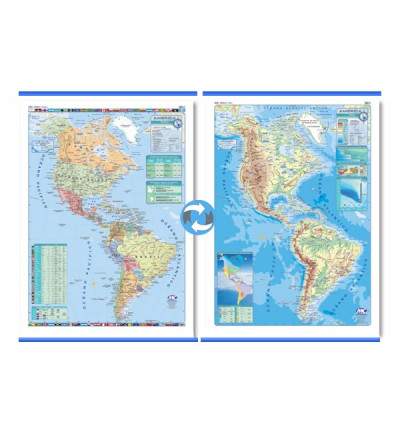 Mapa Fis./pol. Doble Faz America 95x130 Cm.