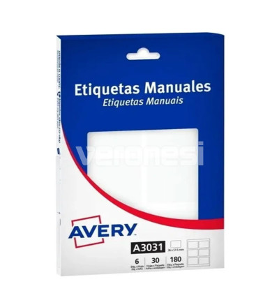 Etiqueta Avery 3031 3.6 x 5.1 cm.